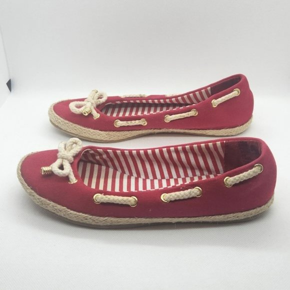 Chaps Red "Celia" Espadrilles Slip-On Shoes - Size 6B - Picture 6 of 10